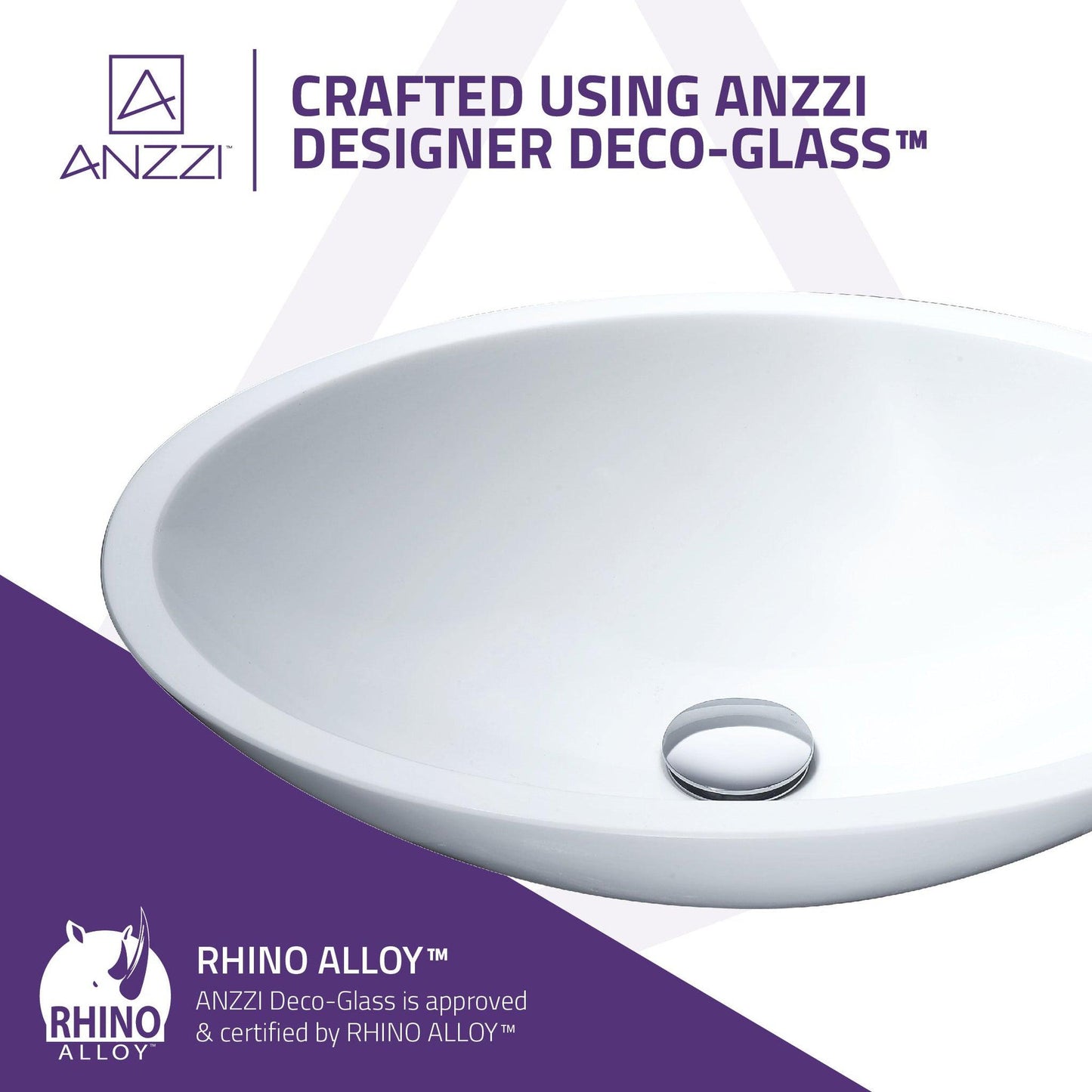 ANZZI Egret Series 20" x 15" Oval Shape White Deco-Glass Vessel Sink With Polished Chrome Pop-Up Drain