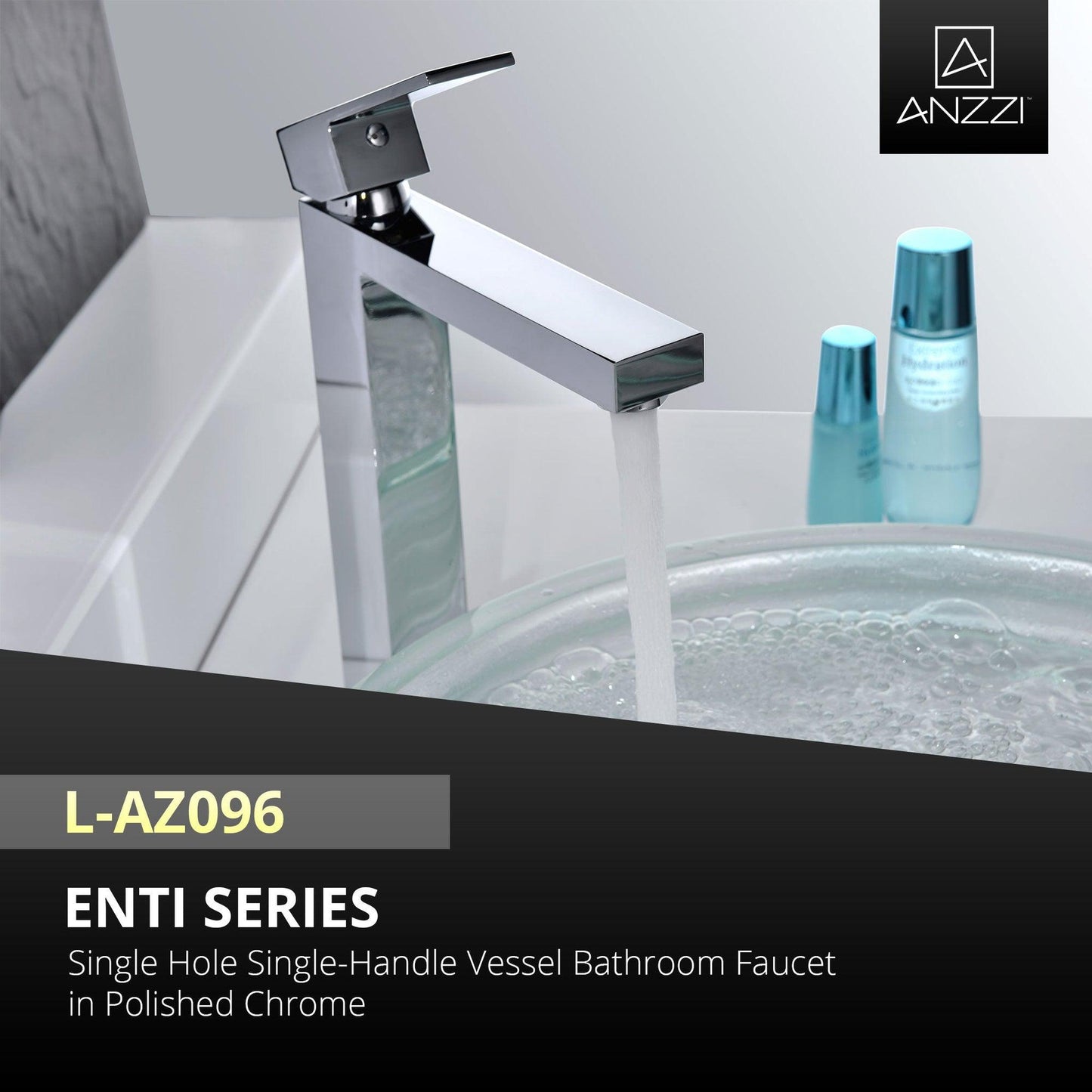 ANZZI Enti Series 9" Single Hole Polished Chrome Bathroom Sink Faucet