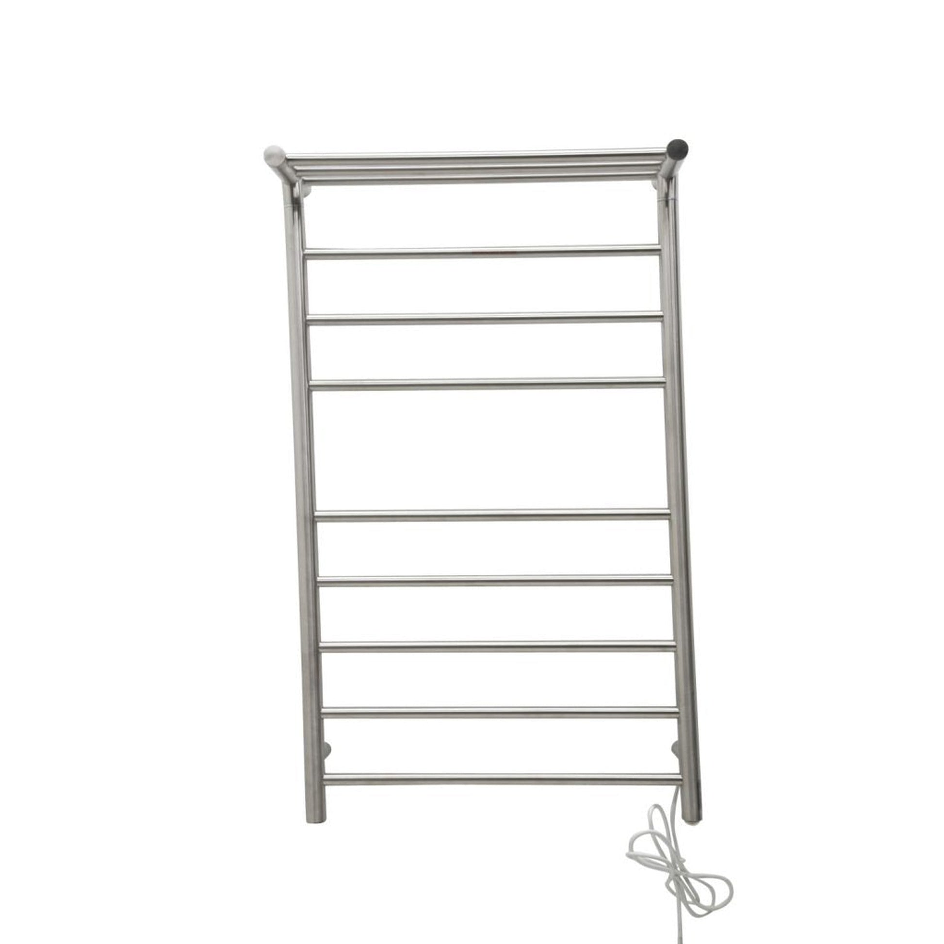 ANZZI Eve Series 8-Bar Stainless Steel Wall-Mounted Electric Towel Warmer Rack With Top Shelf in Brushed Nickel Finish