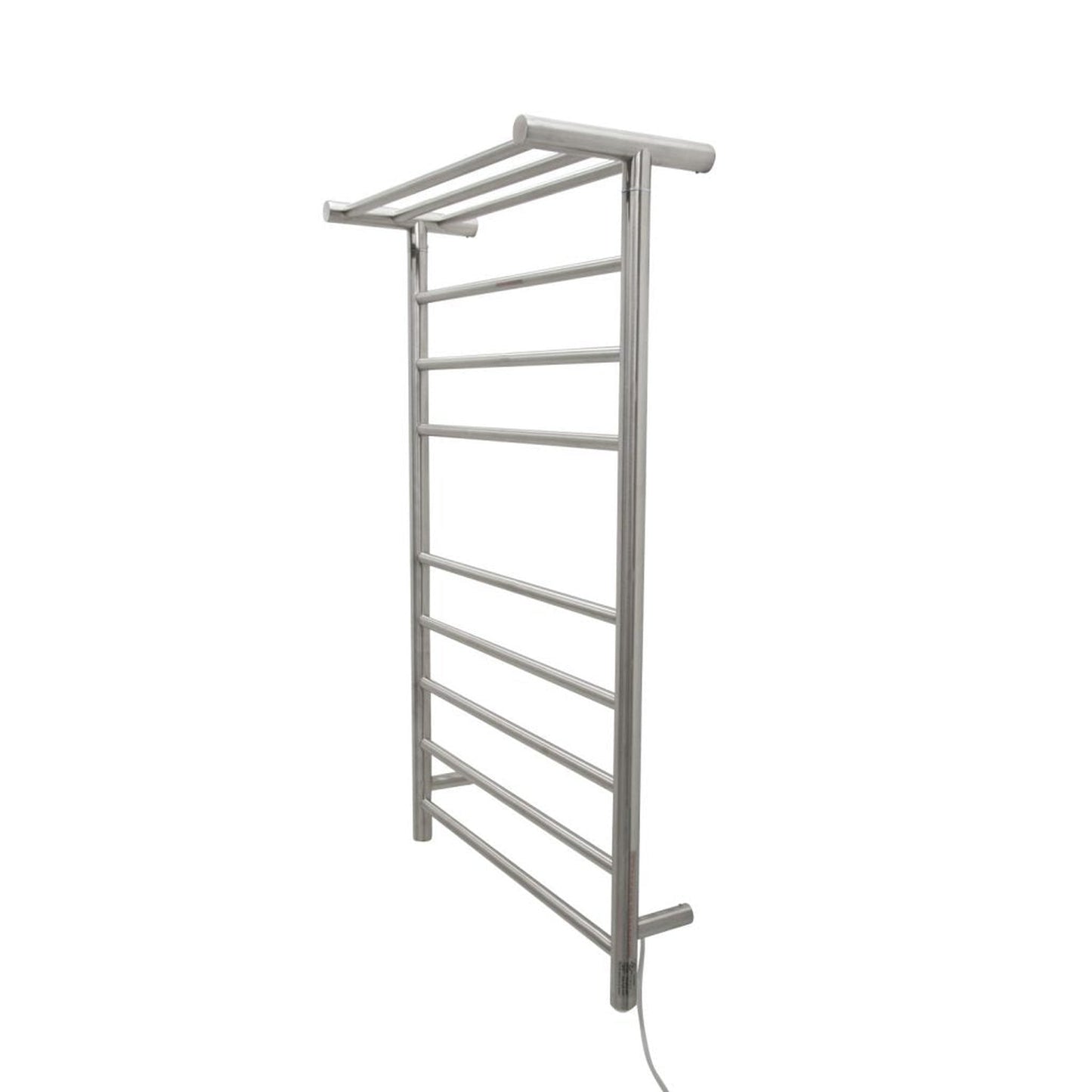 ANZZI Eve Series 8-Bar Stainless Steel Wall-Mounted Electric Towel Warmer Rack With Top Shelf in Brushed Nickel Finish