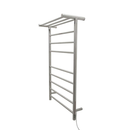 ANZZI Eve Series 8-Bar Stainless Steel Wall-Mounted Electric Towel Warmer Rack With Top Shelf in Brushed Nickel Finish