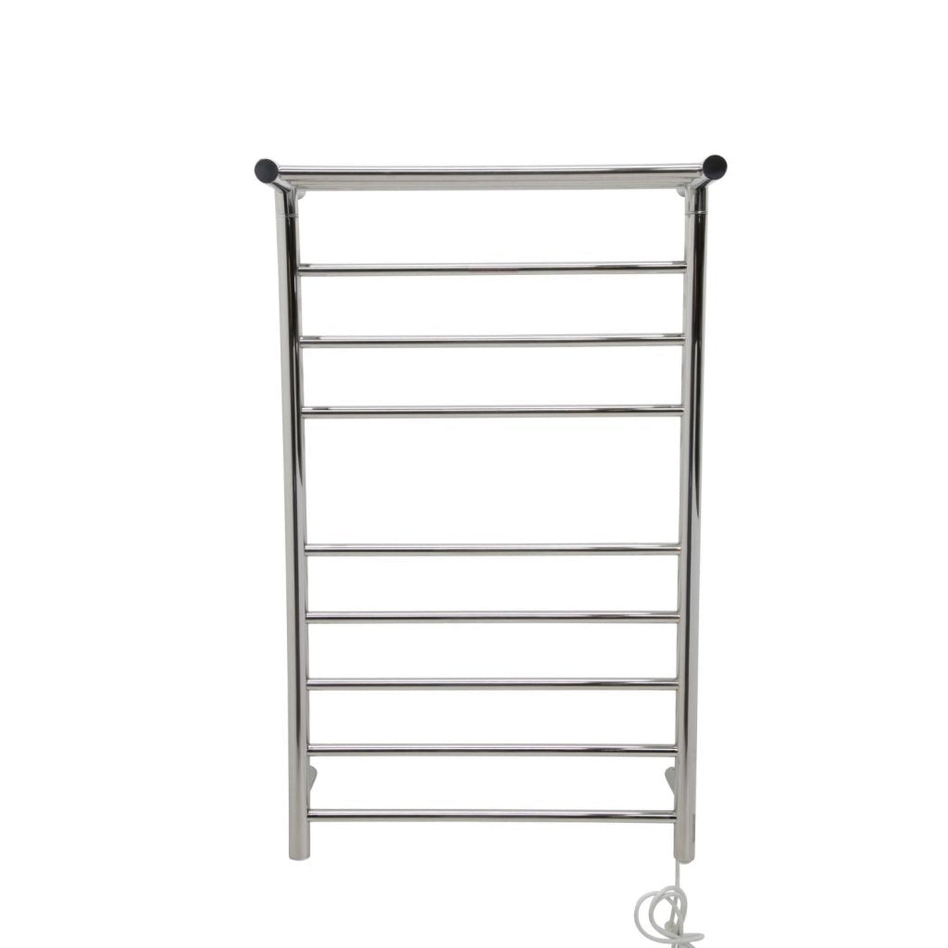 ANZZI Eve Series 8-Bar Stainless Steel Wall-Mounted Electric Towel Warmer Rack With Top Shelf in Polished Chrome Finish