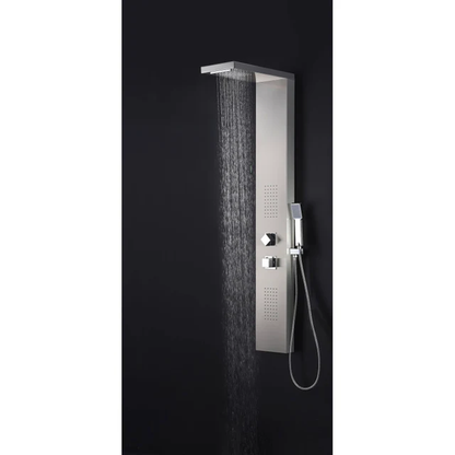 ANZZI Expense Series 57" Brushed Stainless Steel 2-Jetted Full Body Shower Panel With Heavy Rain Shower Head and Euro-Grip Hand Sprayer