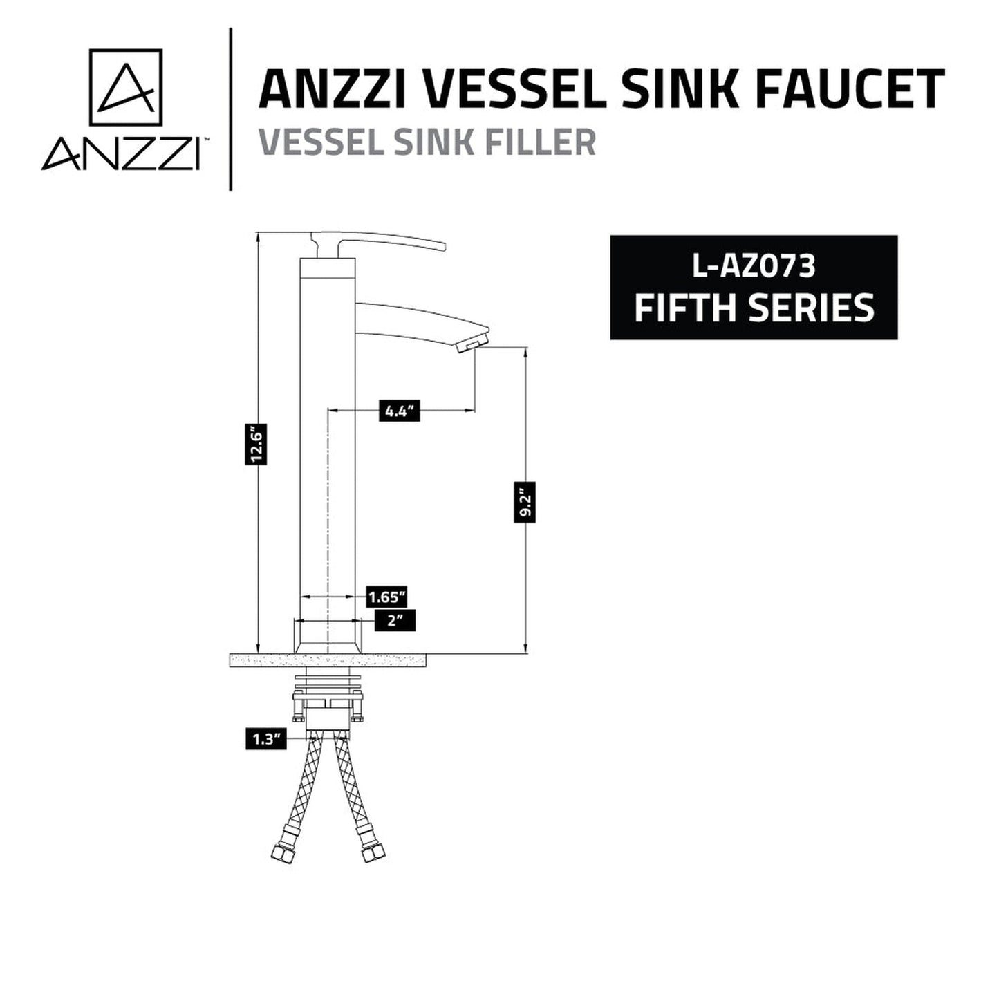 ANZZI Fifth Series 9" Single Hole Brushed Nickel Bathroom Sink Faucet