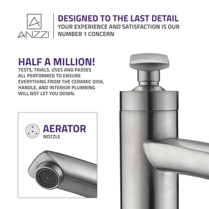 ANZZI Fifth Series 9" Single Hole Brushed Nickel Bathroom Sink Faucet