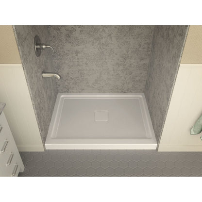 ANZZI Fissure Series 48" x 36" Center Drain With Cover Single Threshold White Shower Base With Built-in Tile Flange