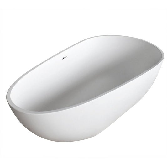 ANZZI Fiume Series 67" x 34" Matte White Freestanding Bathtub With Built-In Overflow