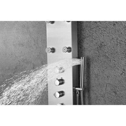 ANZZI Fontan Series 64" Brushed Stainless Steel 6-Jetted Full Body Shower Panel With Heavy Rain Shower Head and Euro-Grip Hand Sprayer