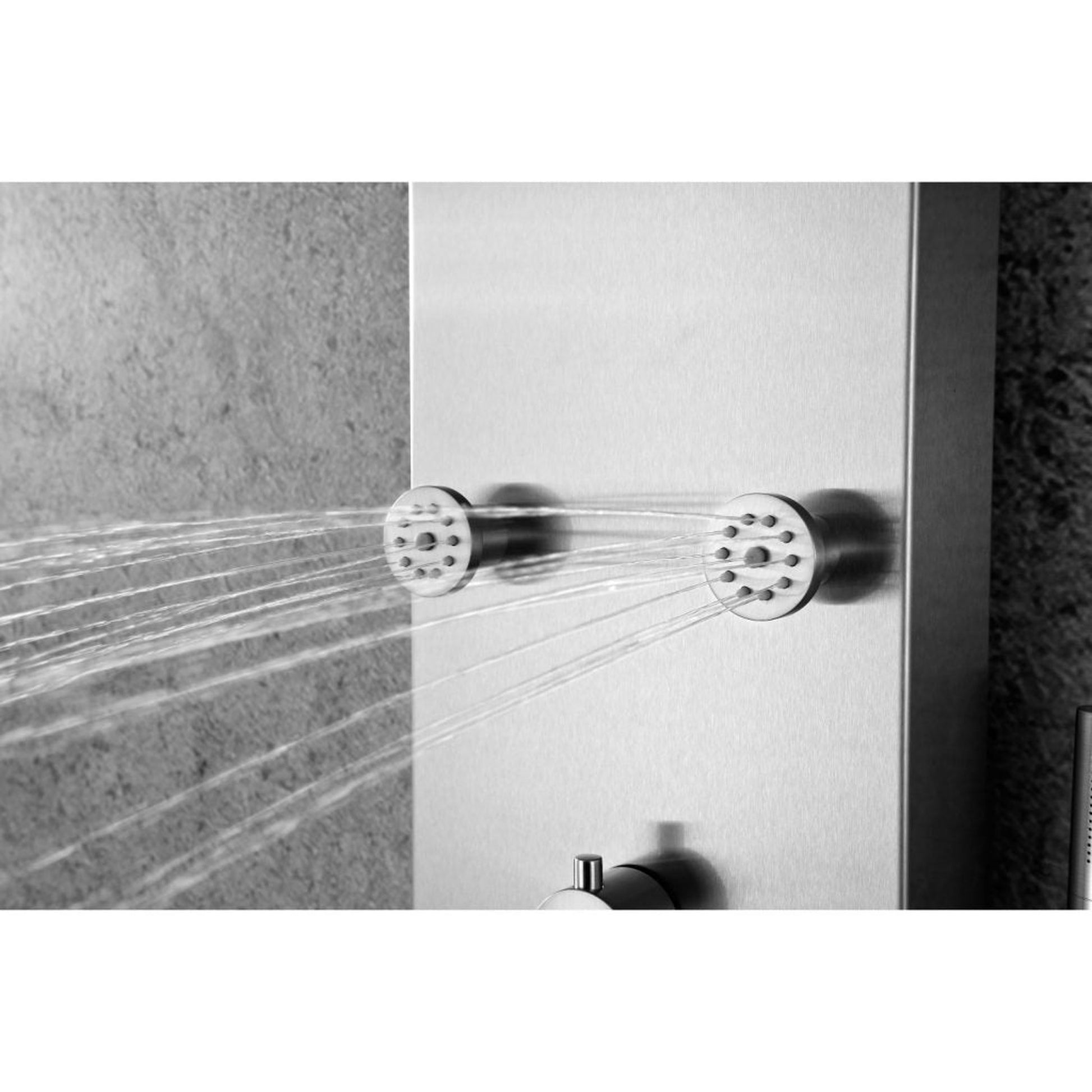 ANZZI Fontan Series 64" Brushed Stainless Steel 6-Jetted Full Body Shower Panel With Heavy Rain Shower Head and Euro-Grip Hand Sprayer