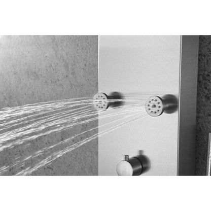 ANZZI Fontan Series 64" Brushed Stainless Steel 6-Jetted Full Body Shower Panel With Heavy Rain Shower Head and Euro-Grip Hand Sprayer