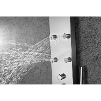 ANZZI Fontan Series 64" Brushed Stainless Steel 6-Jetted Full Body Shower Panel With Heavy Rain Shower Head and Euro-Grip Hand Sprayer