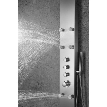 ANZZI Fontan Series 64" Brushed Stainless Steel 6-Jetted Full Body Shower Panel With Heavy Rain Shower Head and Euro-Grip Hand Sprayer