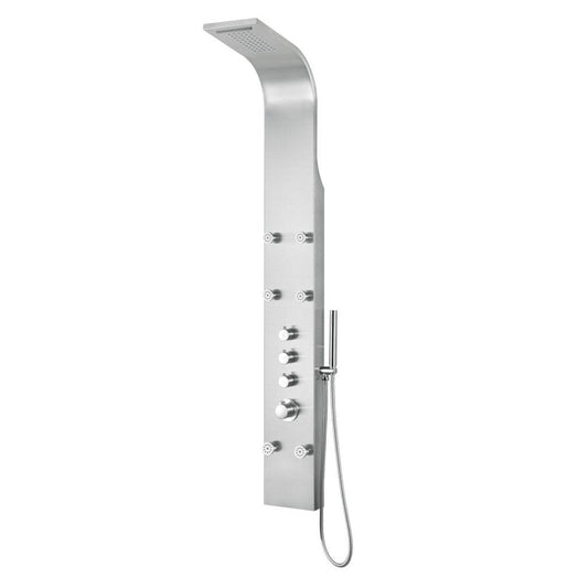 ANZZI Fontan Series 64" Brushed Stainless Steel 6-Jetted Full Body Shower Panel With Heavy Rain Shower Head and Euro-Grip Hand Sprayer