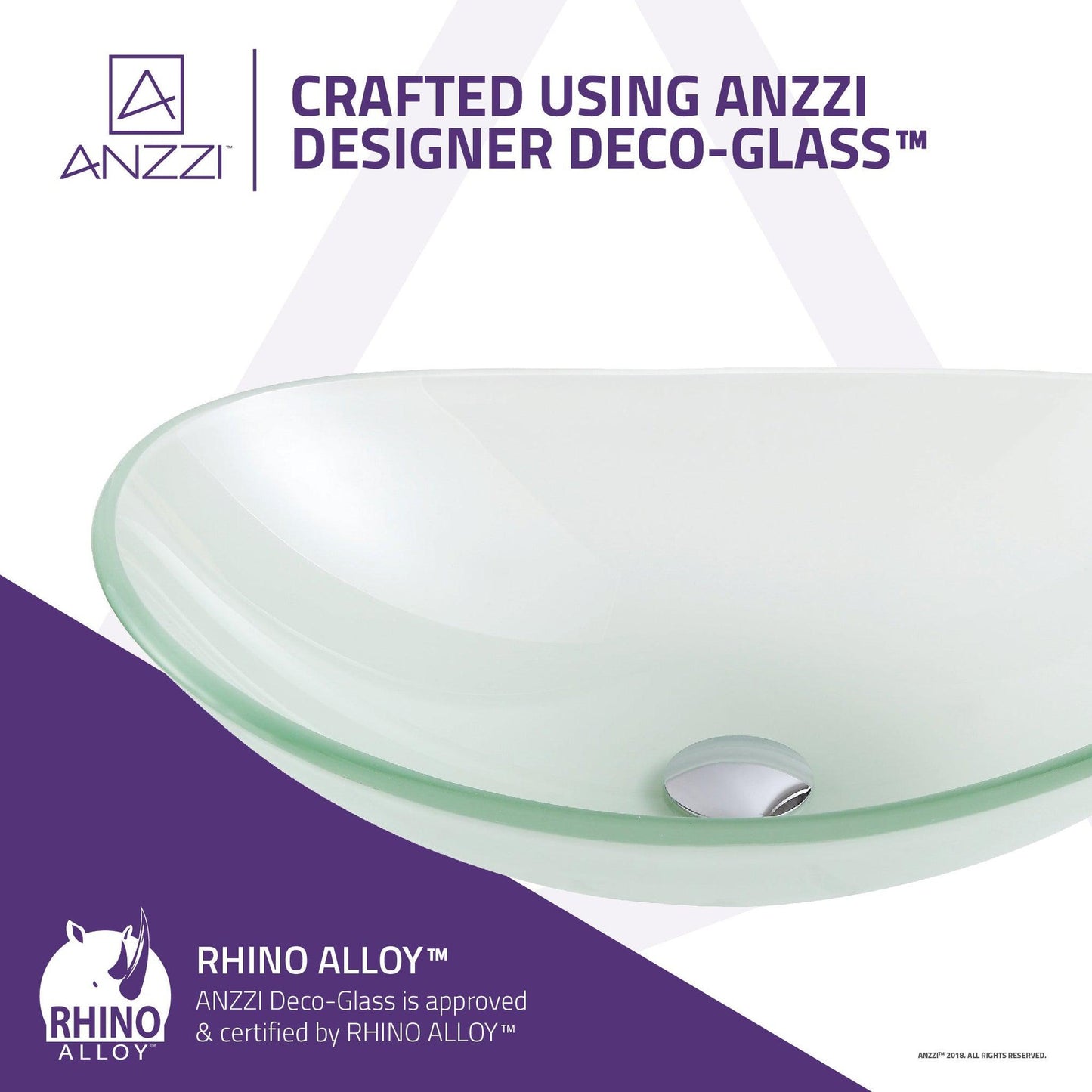 ANZZI Forza Series 21" x 15" Oval Shape Lustrous Frosted Deco-Glass Vessel Sink With Polished Chrome Pop-Up Drain