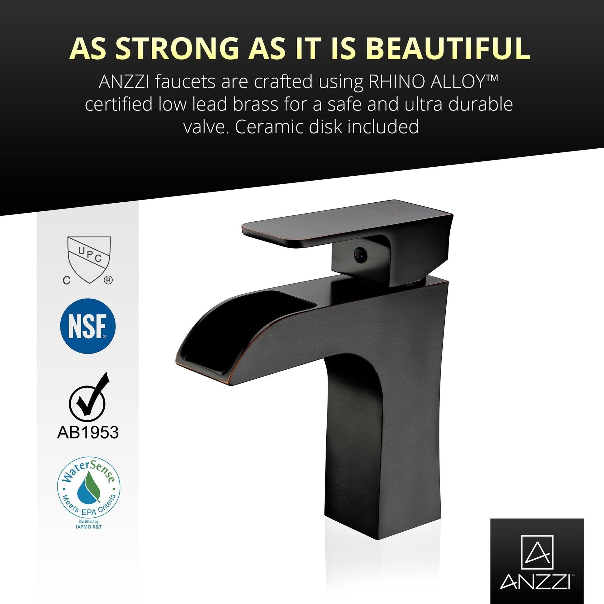 ANZZI Forza Series 4" Single Hole Oil Rubbed Bronze Low-Arc Bathroom Sink Faucet