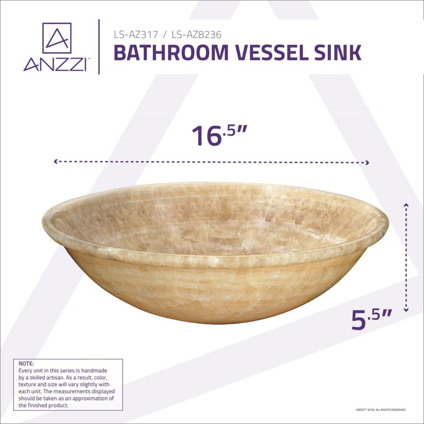 ANZZI Geist Series 17" x 17" Round Cream Jade Vessel Sink