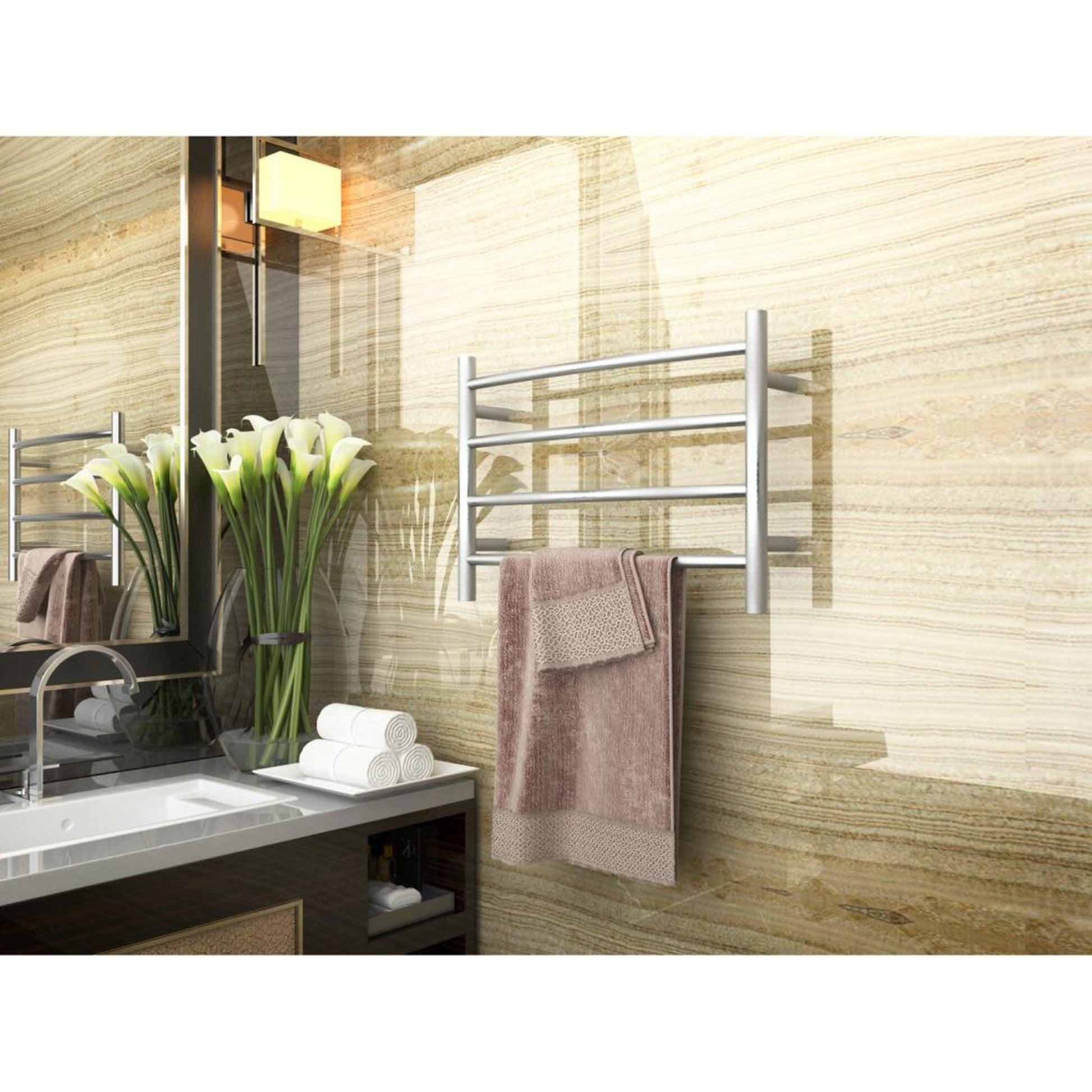 ANZZI Glow Series 4-Bar Stainless Steel Brushed Nickel Wall-Mounted Electric Towel Warmer Rack