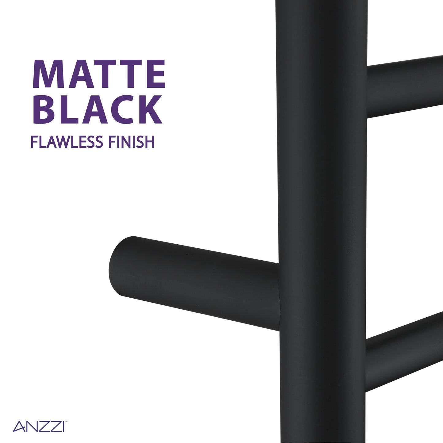 ANZZI Glow Series 4-Bar Stainless Steel Matte Black Wall-Mounted Electric Towel Warmer Rack