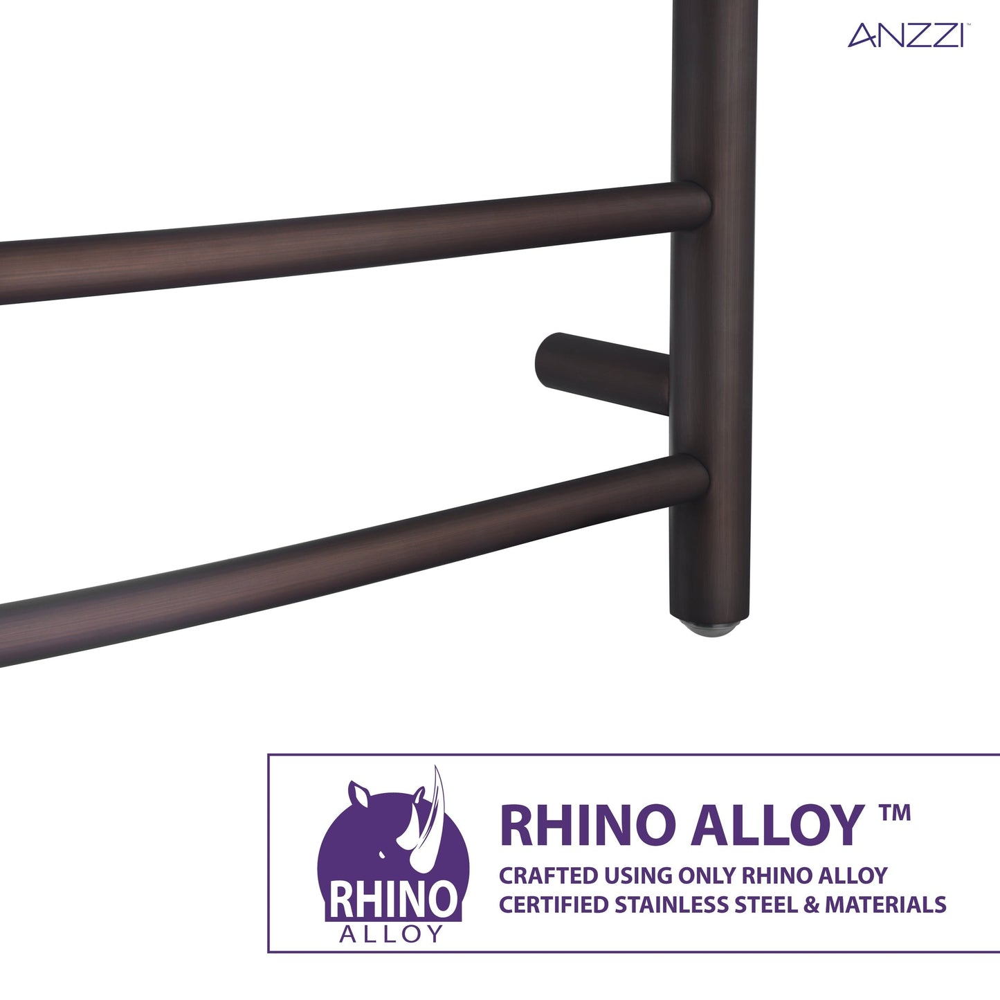 ANZZI Glow Series 4-Bar Stainless Steel Oil Rubbed Bronze Wall-Mounted Electric Towel Warmer Rack