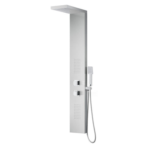 ANZZI Govenor Series 64" Brushed Stainless Steel 2-Jetted Full Body Shower Panel With Heavy Rain Shower Head and Euro-Grip Hand Sprayer