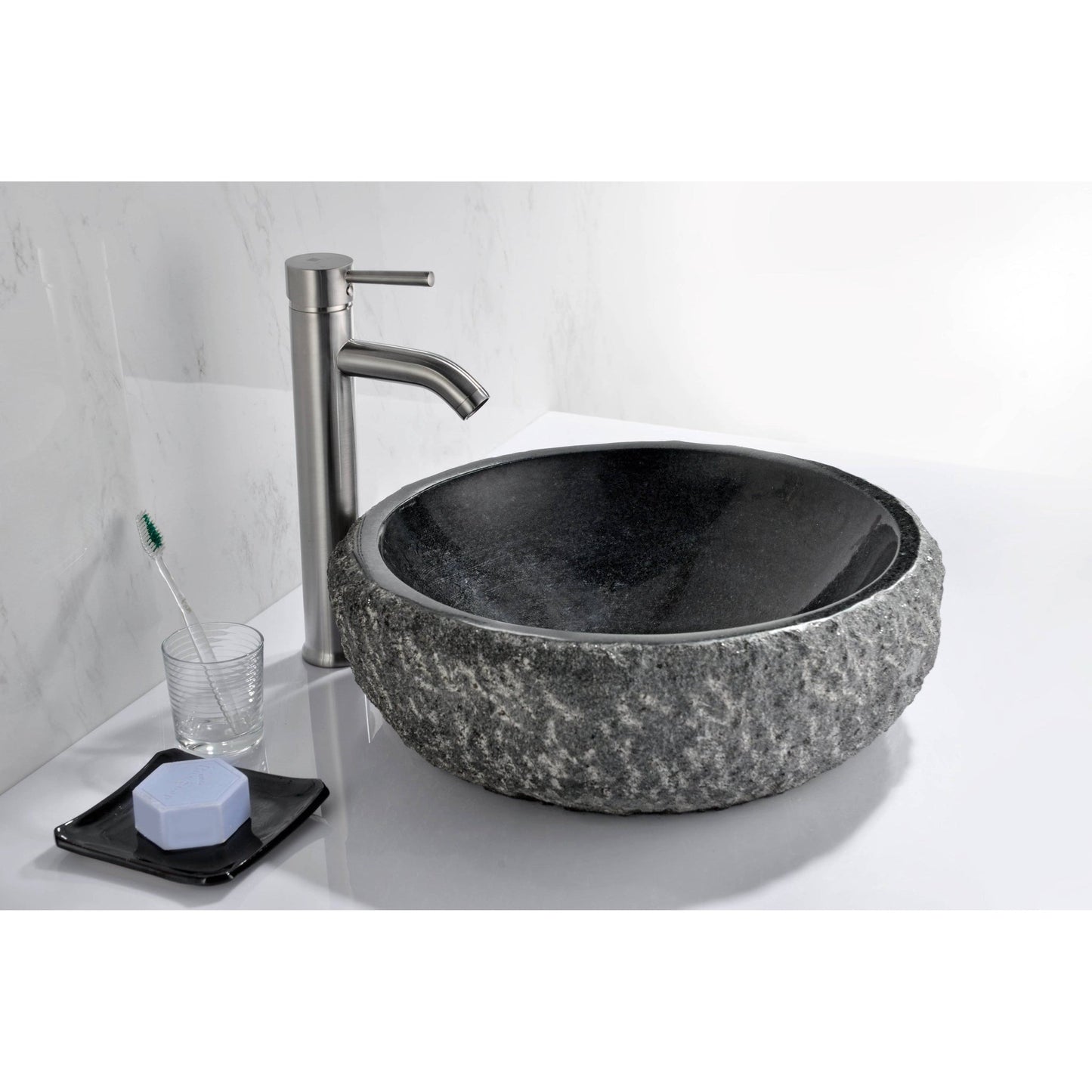 ANZZI Grahame Series 17" x 17" Round Mandy Black Vessel Sink