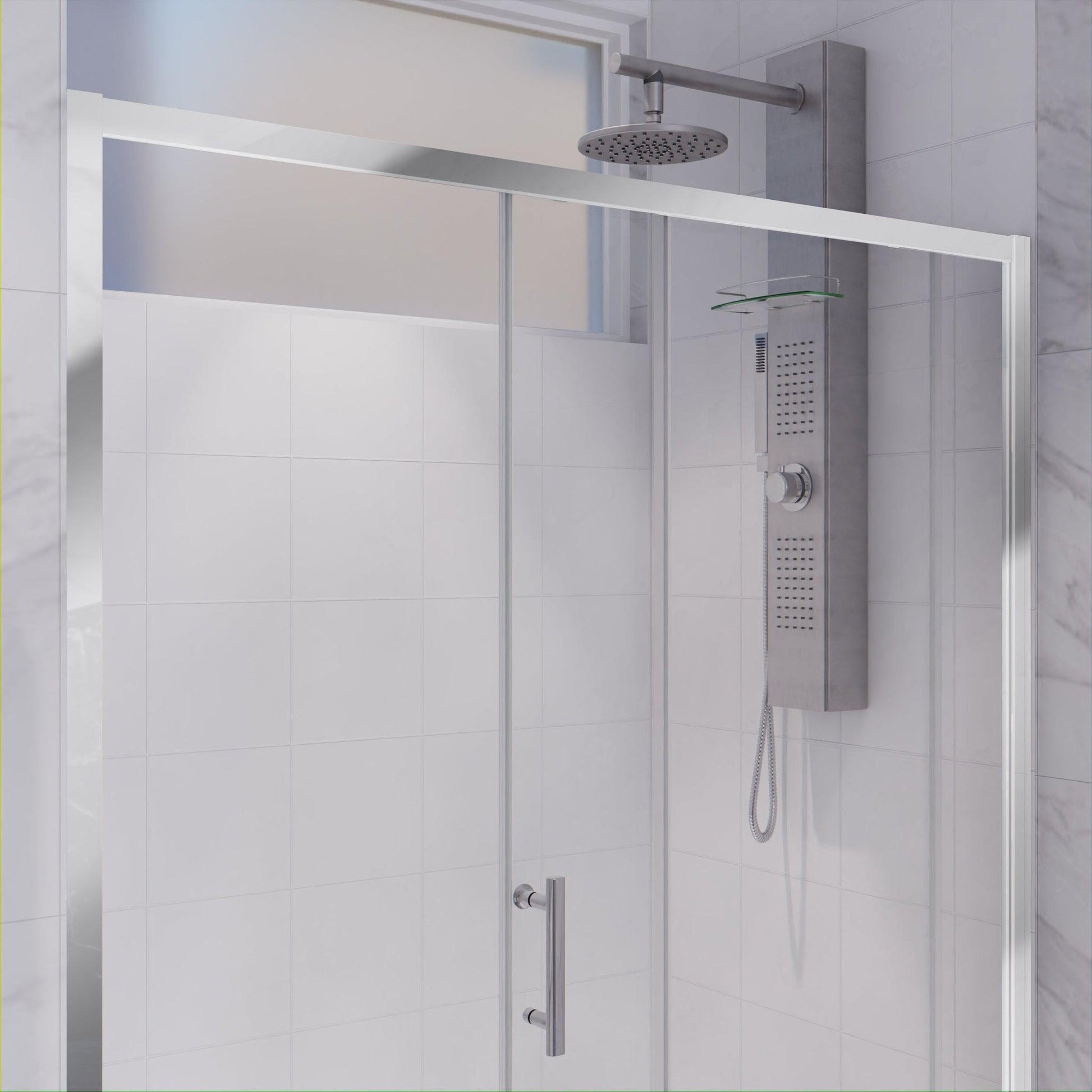 ANZZI 72 x 48 inch Framed Shower Door in Polished Chrome, Halberd