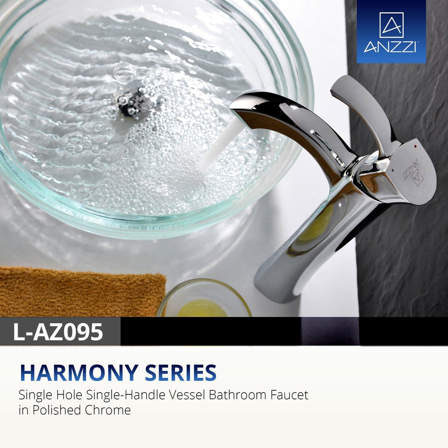 ANZZI Harmony Series 9" Single Hole Polished Chrome Bathroom Sink Faucet