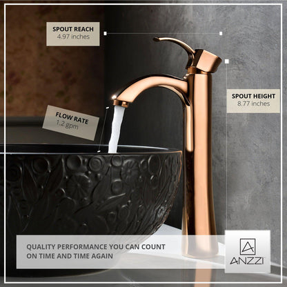 ANZZI Harmony Series 9" Single Hole Rose Gold Bathroom Sink Faucet