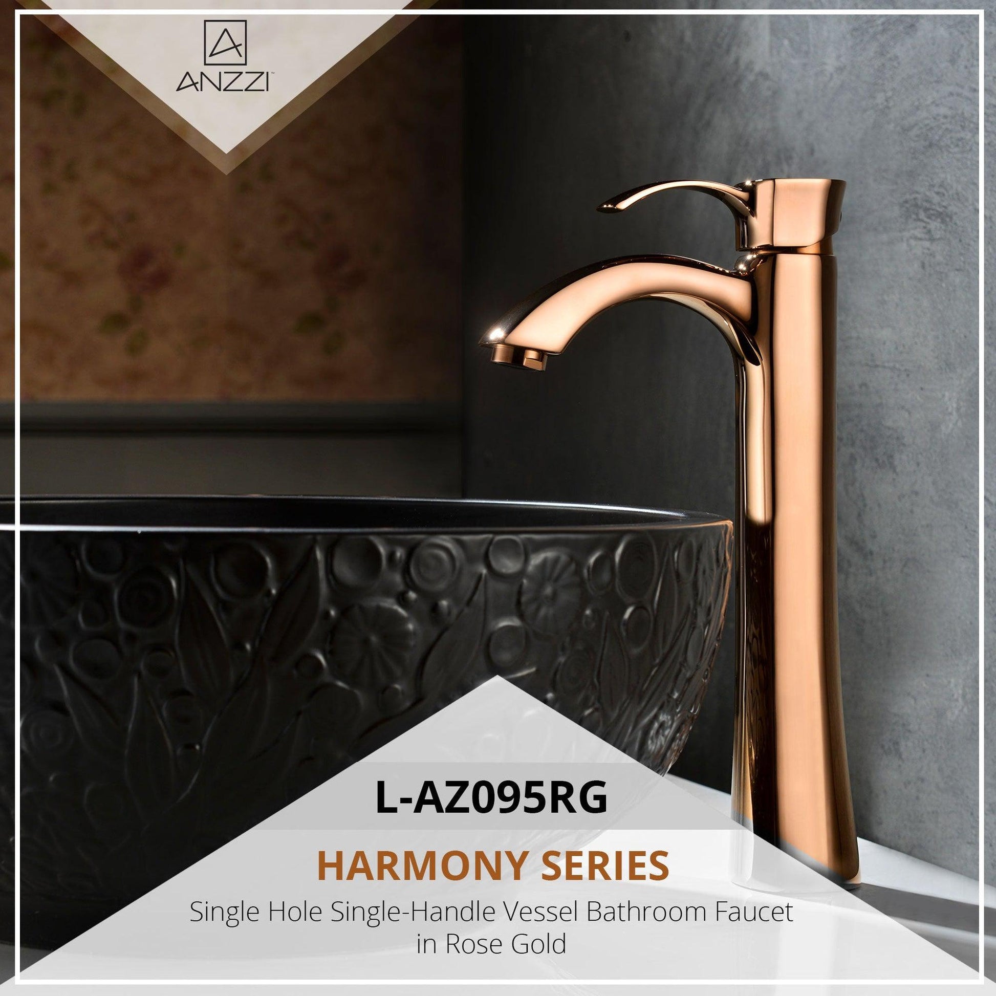 ANZZI Harmony Series 9" Single Hole Rose Gold Bathroom Sink Faucet