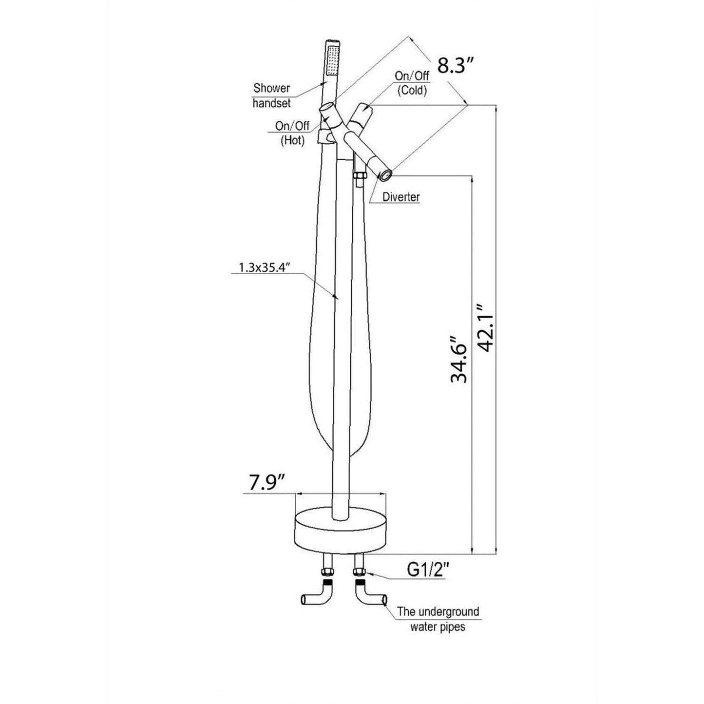 ANZZI Havasu Series 2-Handle Brushed Nickel Clawfoot Tub Faucet With Euro-Grip Handheld Sprayer