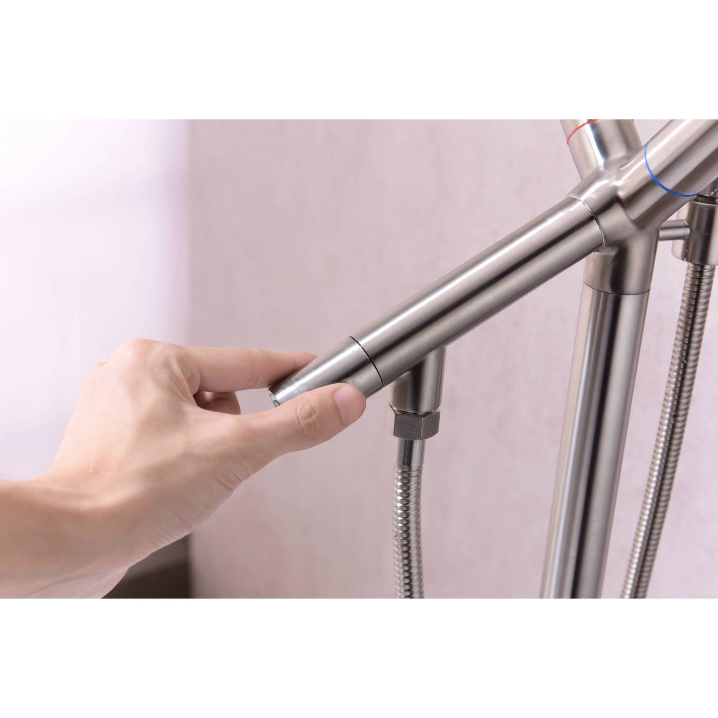 ANZZI Havasu Series 2-Handle Brushed Nickel Clawfoot Tub Faucet With Euro-Grip Handheld Sprayer