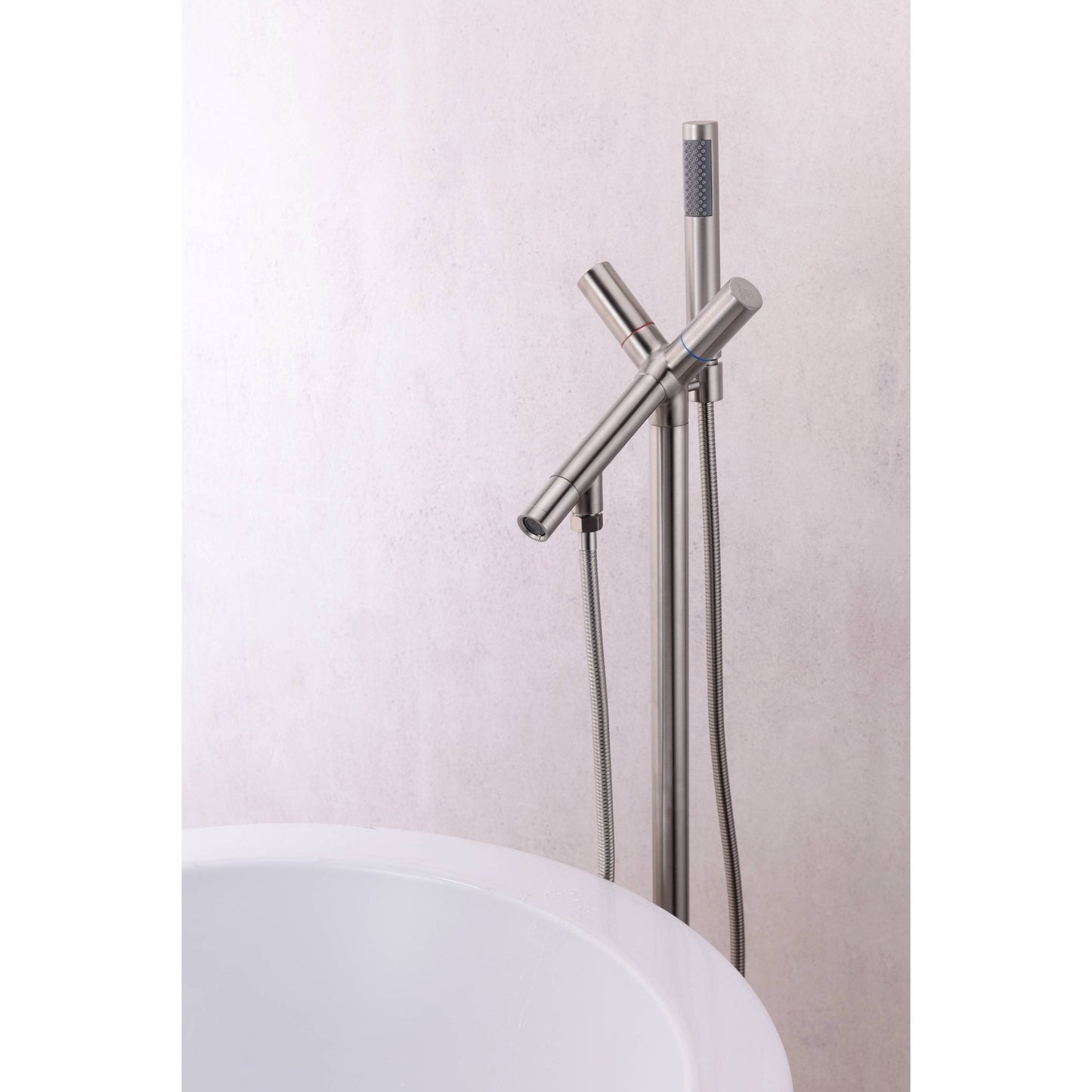 ANZZI Havasu Series 2-Handle Brushed Nickel Clawfoot Tub Faucet With Euro-Grip Handheld Sprayer