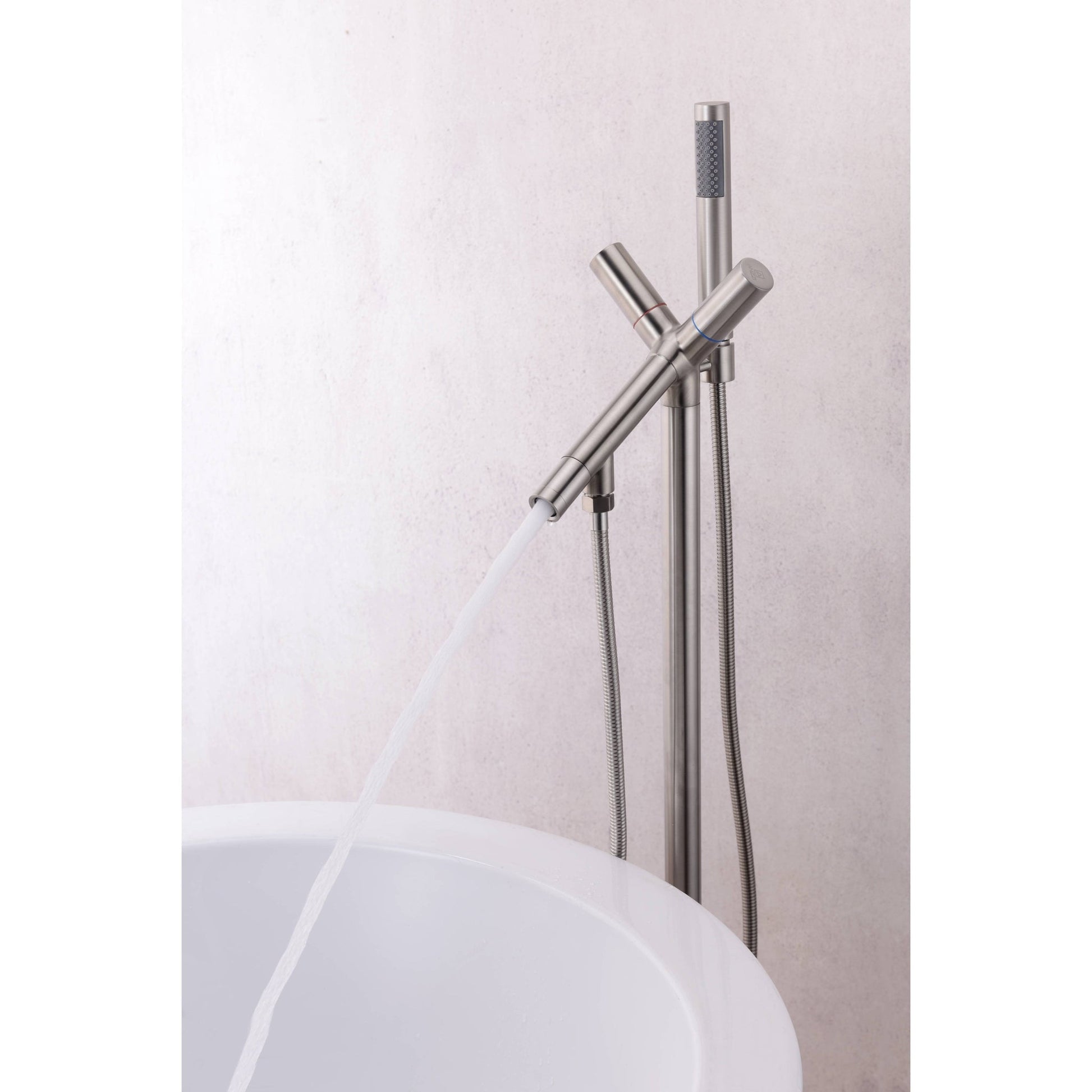 ANZZI Havasu Series 2-Handle Brushed Nickel Clawfoot Tub Faucet With Euro-Grip Handheld Sprayer