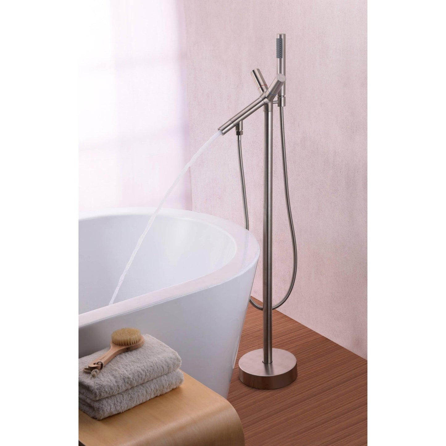 ANZZI Havasu Series 2-Handle Brushed Nickel Clawfoot Tub Faucet With Euro-Grip Handheld Sprayer