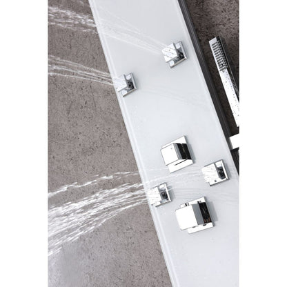 ANZZI Jaguar Series 60" White 6-Jetted Full Body Shower Panel With Heavy Rain Shower Head and Euro-Grip Hand Sprayer