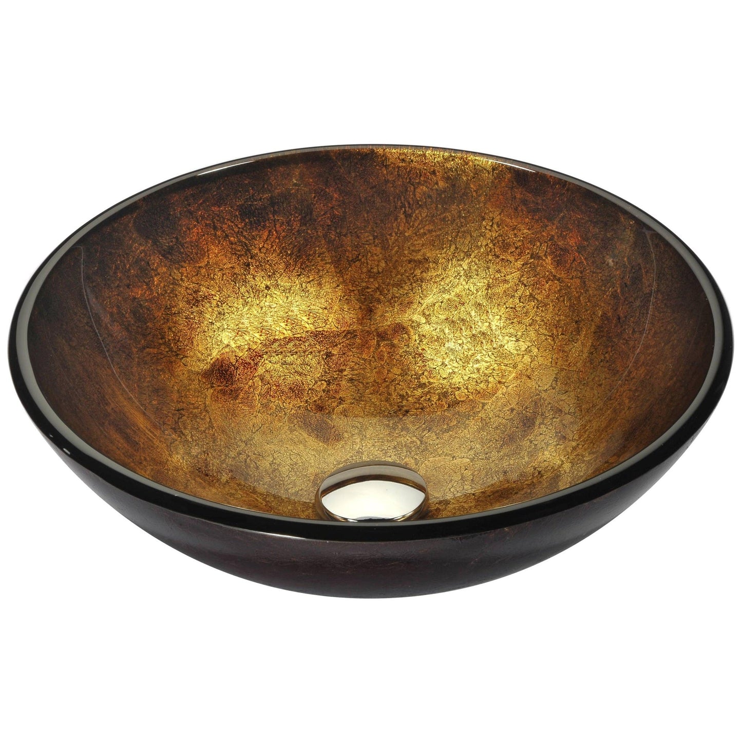 ANZZI Jonas Series 17" x 17" Round Autumns Dusk Deco-Glass Vessel Sink With Polished Chrome Pop-Up Drain