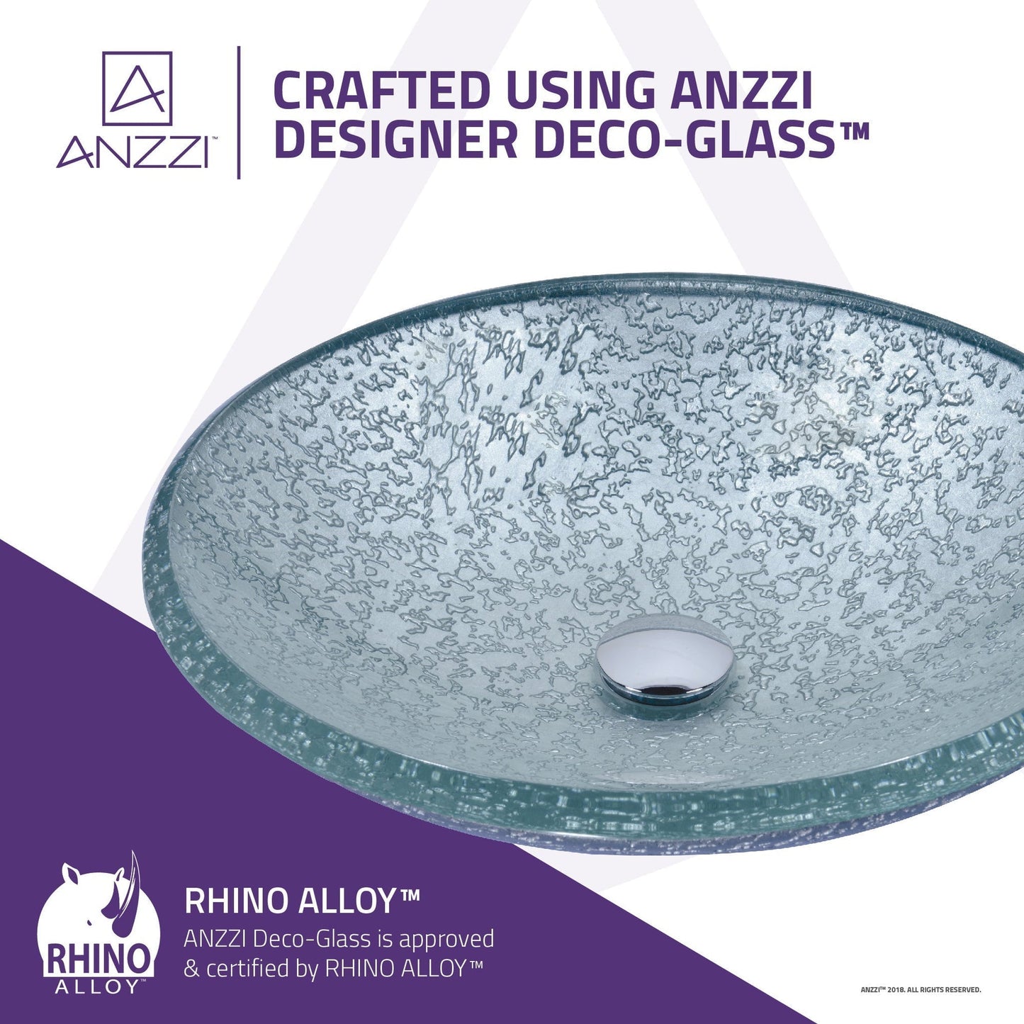 ANZZI Jonas Series 18" x 18" Round Clear Glass Deco-Glass Vessel Sink With Polished Chrome Pop-Up Drain