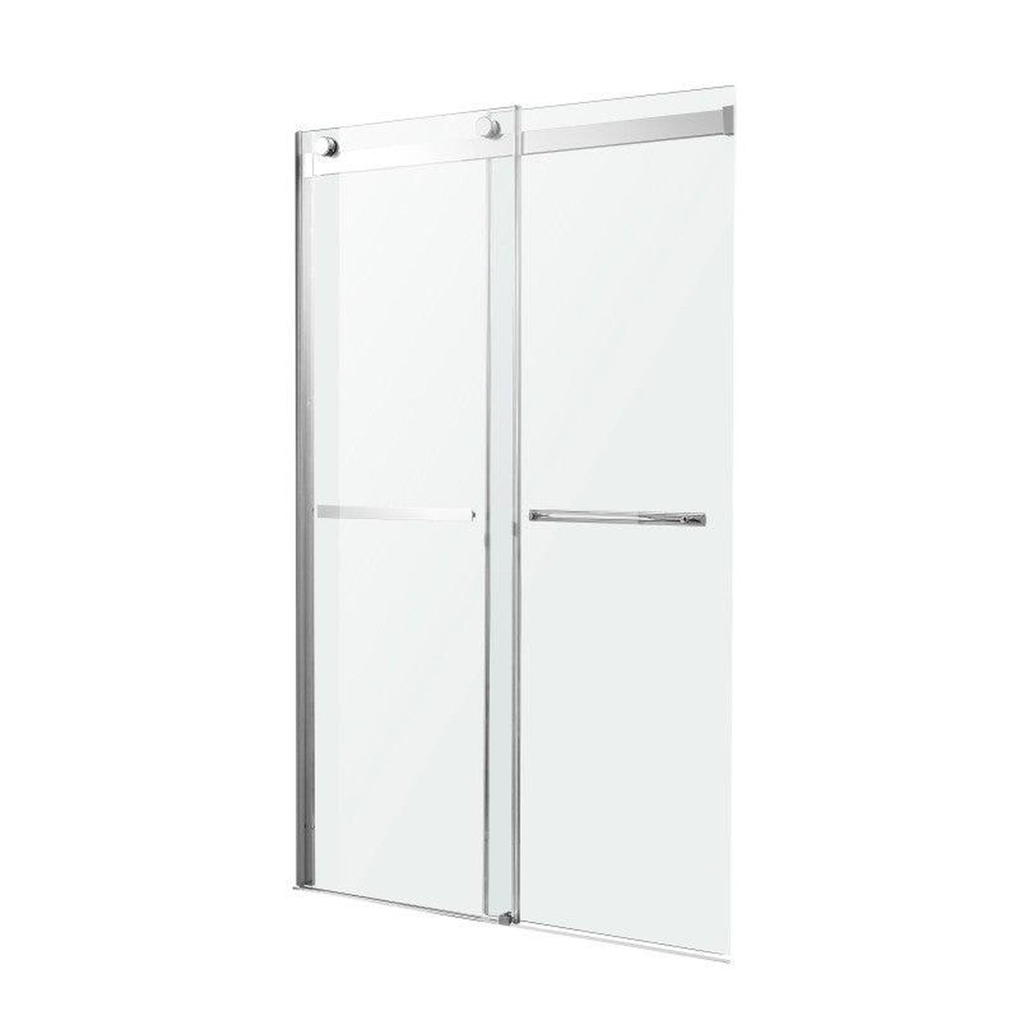 ANZZI Kahn Series 48" x 76" Frameless Rectangular Polished Chrome Sliding Shower Door With Handle and Tsunami Guard