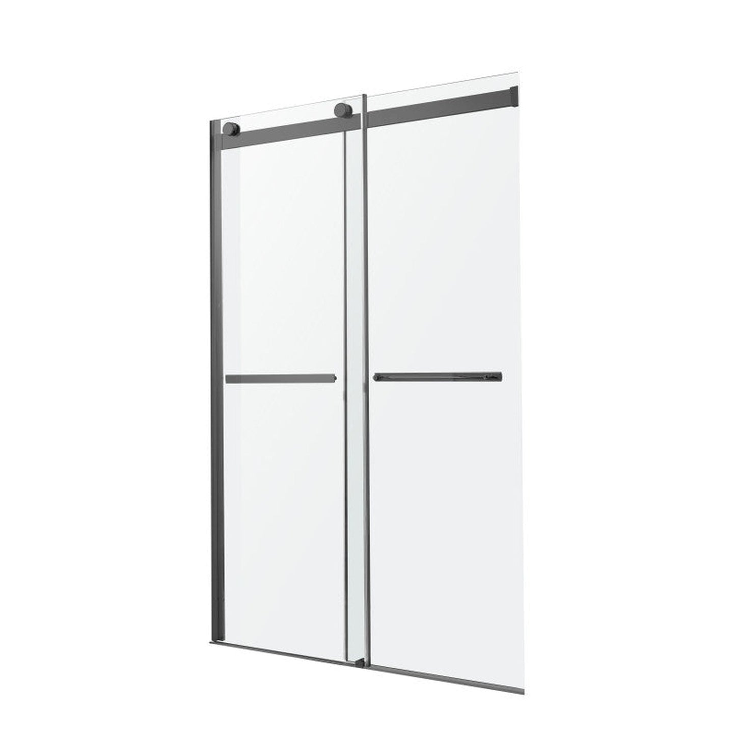 ANZZI Kahn Series 60" x 76" Frameless Rectangular Matte Black Sliding Shower Door With Handle and Tsunami Guard