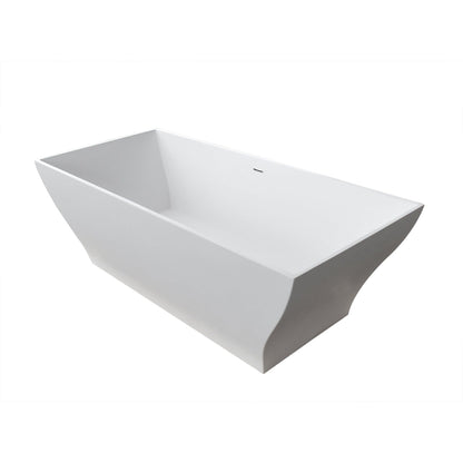 ANZZI Kayenge Series 71" x 32" Freestanding Matte White Bathtub With Built-In Overflow and Pop-Up Drain
