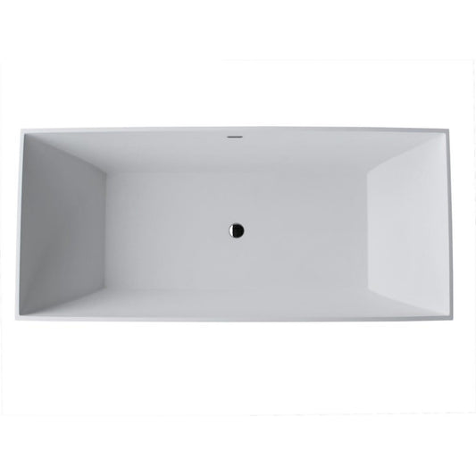 ANZZI Kayenge Series 71" x 32" Freestanding Matte White Bathtub With Built-In Overflow and Pop-Up Drain