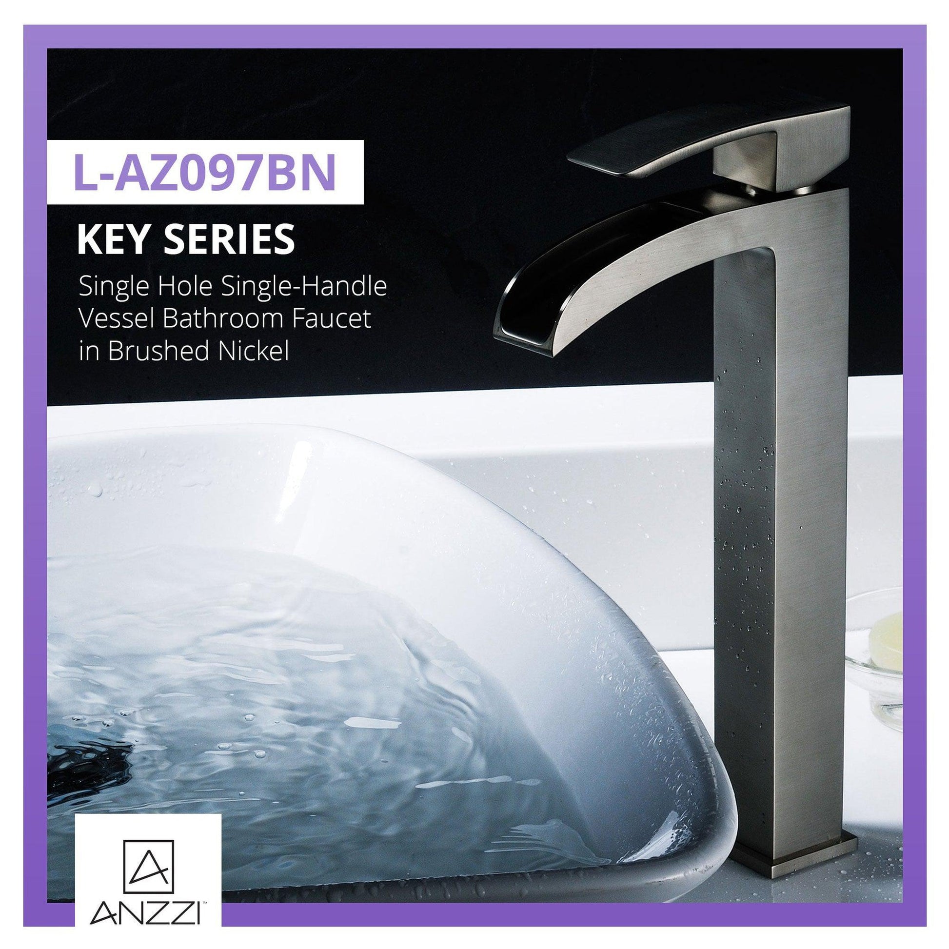 ANZZI Key Series 9" Single Hole Brushed Nickel Bathroom Sink Faucet