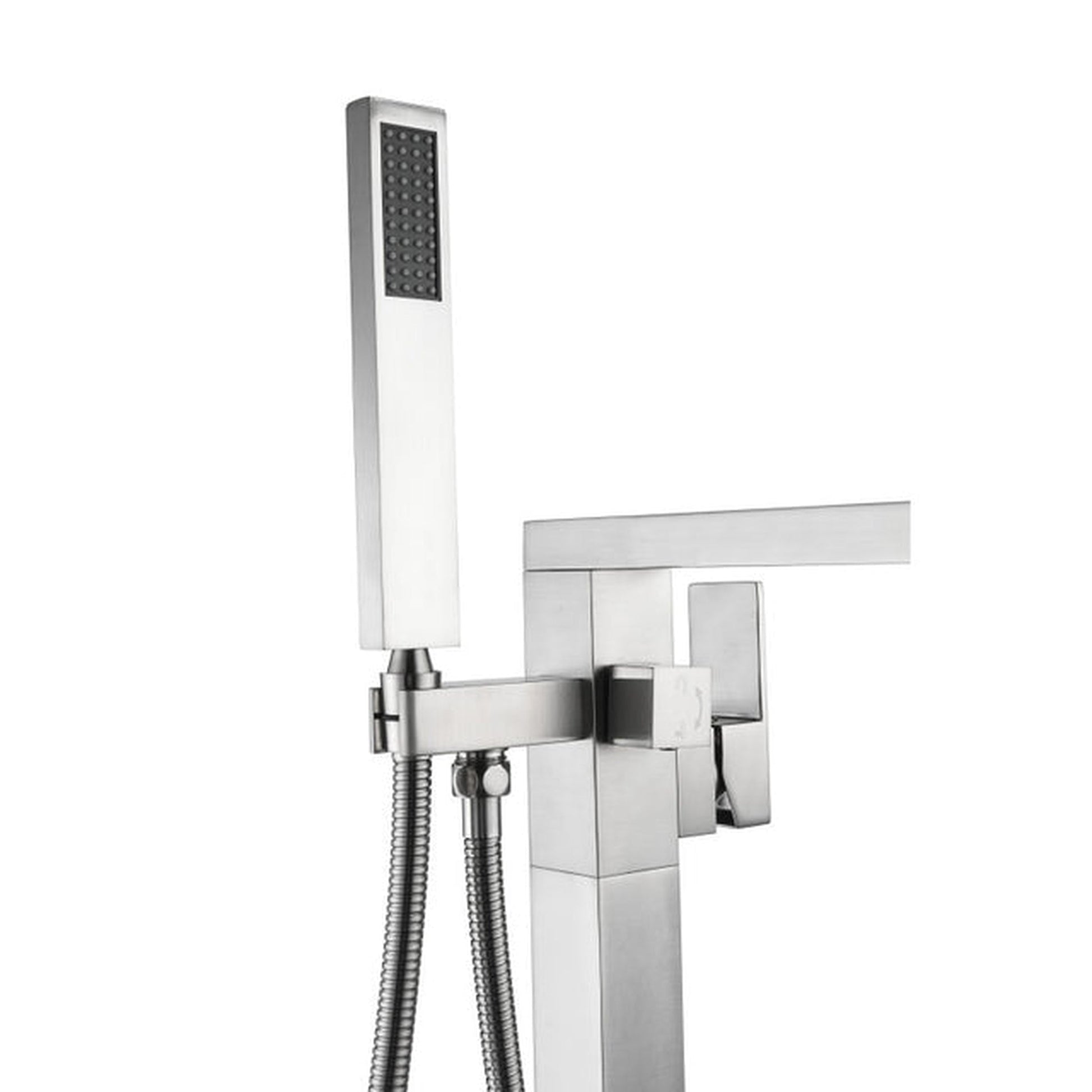 ANZZI Khone Series 2-Handle Brushed Nickel Clawfoot Tub Faucet With Euro-Grip Handheld Sprayer