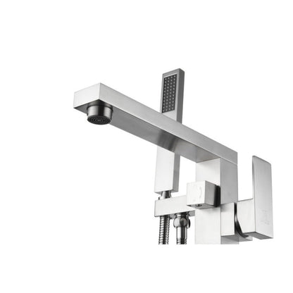 ANZZI Khone Series 2-Handle Brushed Nickel Clawfoot Tub Faucet With Euro-Grip Handheld Sprayer