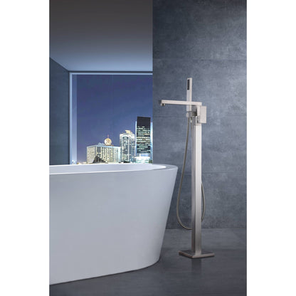 ANZZI Khone Series 2-Handle Brushed Nickel Clawfoot Tub Faucet With Euro-Grip Handheld Sprayer