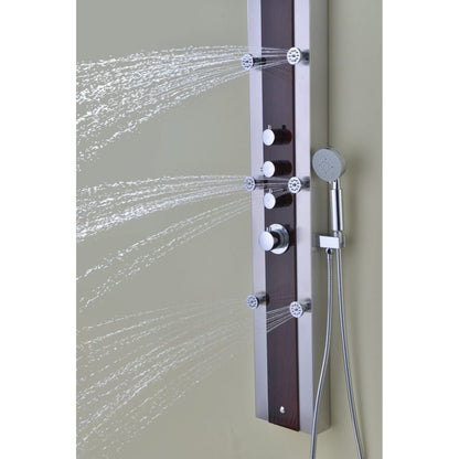 ANZZI Kiki Series 59" Mahogany 6-Jetted Full Body Shower Panel With Heavy Rain Shower Head and Euro-Grip Hand Sprayer