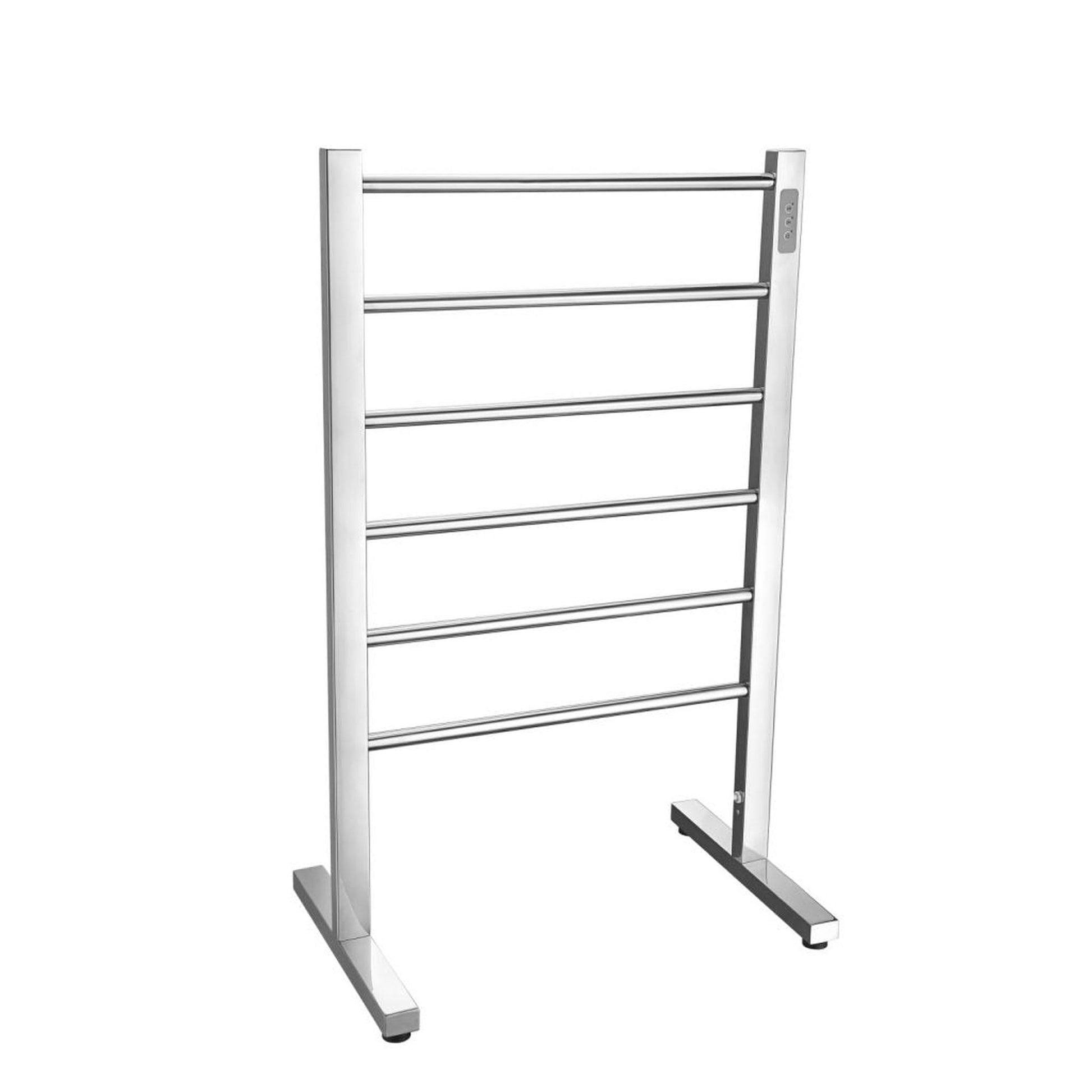 ANZZI Kiln Series 6-Bar Polished Chrome Stainless Steel Floor Mounted Electric Towel Warmer Rack