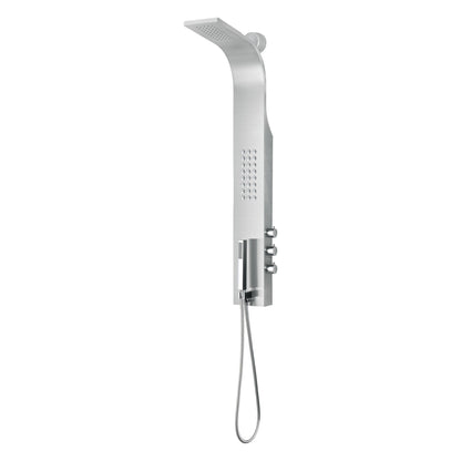 ANZZI King Series 48" Brushed Stainless Steel 1-Jetted Full Body Shower Panel With Heavy Rain Shower Head and Euro-Grip Hand Sprayer