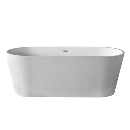 ANZZI Kosima Series 67" x 28" Matte White Freestanding Bathtub With Built-In Overflow and Pop-Up Drain