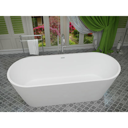 ANZZI Kosima Series 67" x 28" Matte White Freestanding Bathtub With Built-In Overflow and Pop-Up Drain